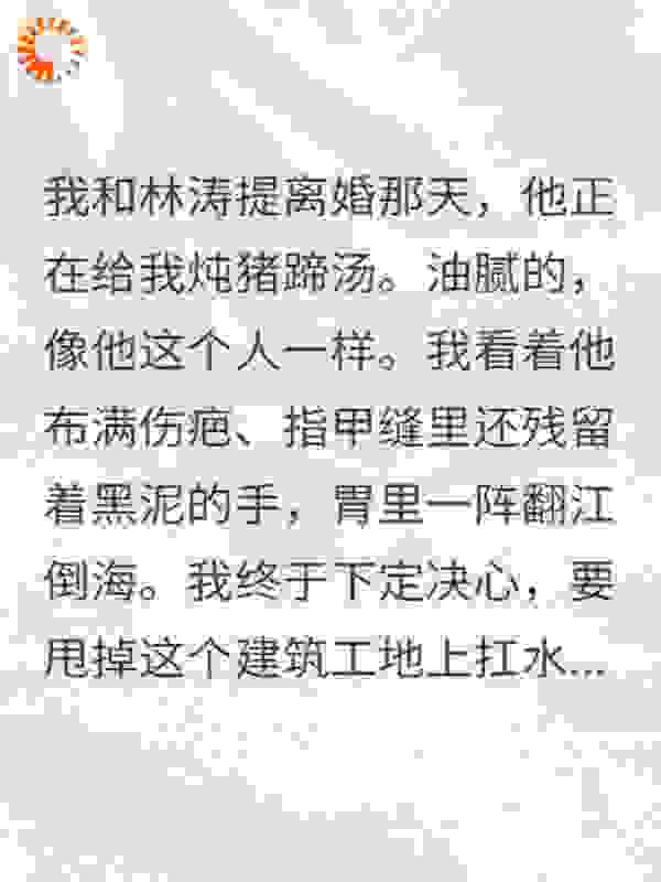 和搬砖老公提离婚后我悔疯了