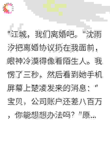 妻子为白月光花掉500万，我离婚