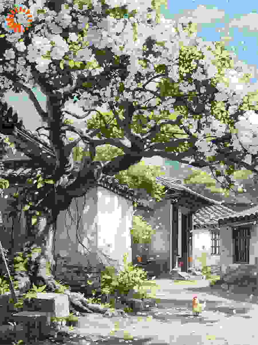 槐树下的暖光