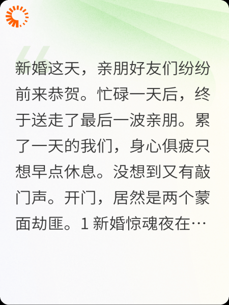 新婚夜，家里来了蒙面劫匪